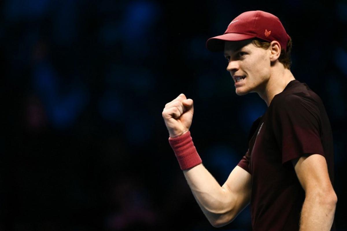 Italy's Jannik Sinner reacts during the men's single final match against Spain's Carlos Alcaraz at the ATP Finals tennis tournament, in Turin, on November 16, 2025. Marco BERTORELLO / AFP