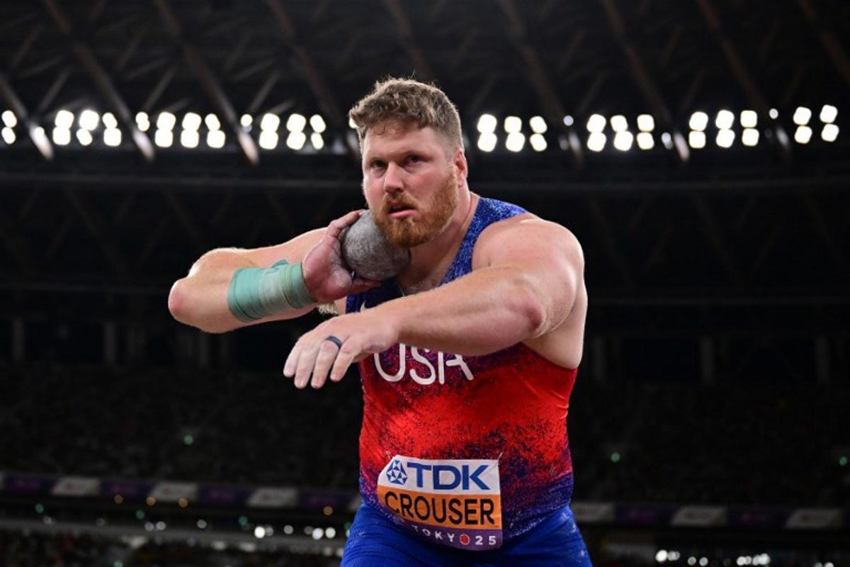 US' athlete Ryan Crouser competes in the men's shot put final during the World Athletics Championships in Tokyo on September 13, 2025. Ben STANSALL / AFP