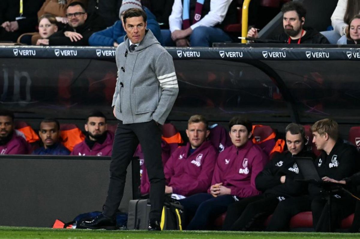 Burnley's English manager Scott Parker looks on during the English Premier League football match between Burnley and Manchester City at Turf Moor in Burnley, north-west England on April 22, 2026. Paul ELLIS / AFP