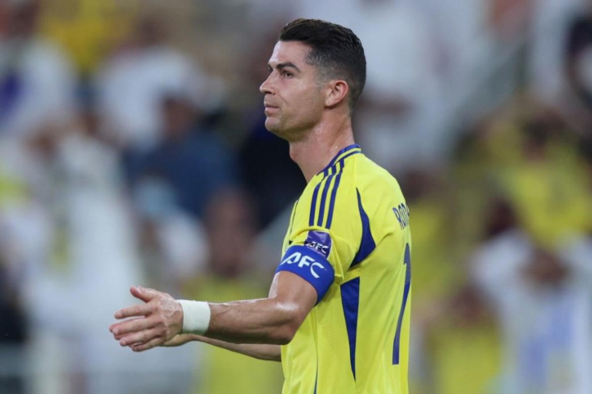 Nassr's Portuguese forward #7 Cristiano Ronaldo reacts to a missed chance during the AFC Champions League semi-final match between Saudi's Al-Nassr and Japan's Kawasaki at King Abdullah Sports City in Jeddah on April 30, 2025. AFP