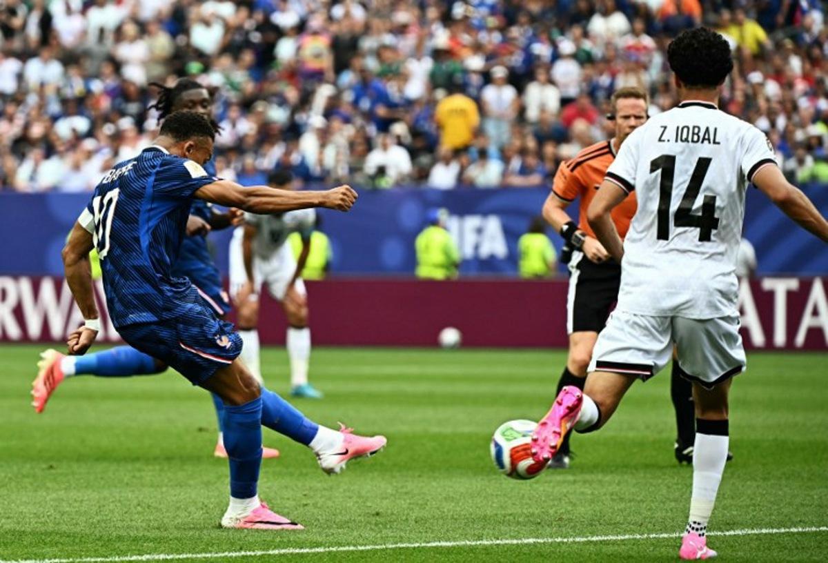 France's forward #10 Kylian Mbappe scores his team's first goal during the 2026 World Cup Group I football match between France and Iraq at the Philadelphia Stadium in Philadelphia on June 22, 2026. Jewel SAMAD / AFP