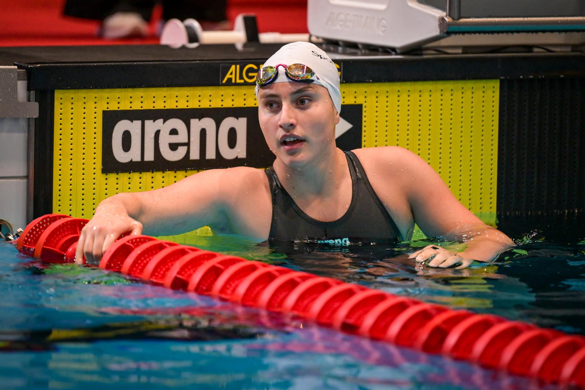 Belgian Siri Vanderlinden pictured after the women's 100m freestyle at the Open Belgian Swimming Championships 2026 (15-17/05), in Antwerp, on Saturday 16 May 2026. BELGA PHOTO DAVID PINTENS