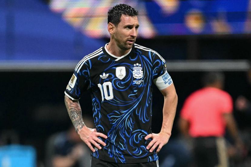 Argentina's forward #10 Lionel Messi reacts during the 2026 World Cup football tournament semi-final match between England and Argentina at the Atlanta Stadium in Atlanta on July 15, 2026. ROBERTO SCHMIDT / AFP