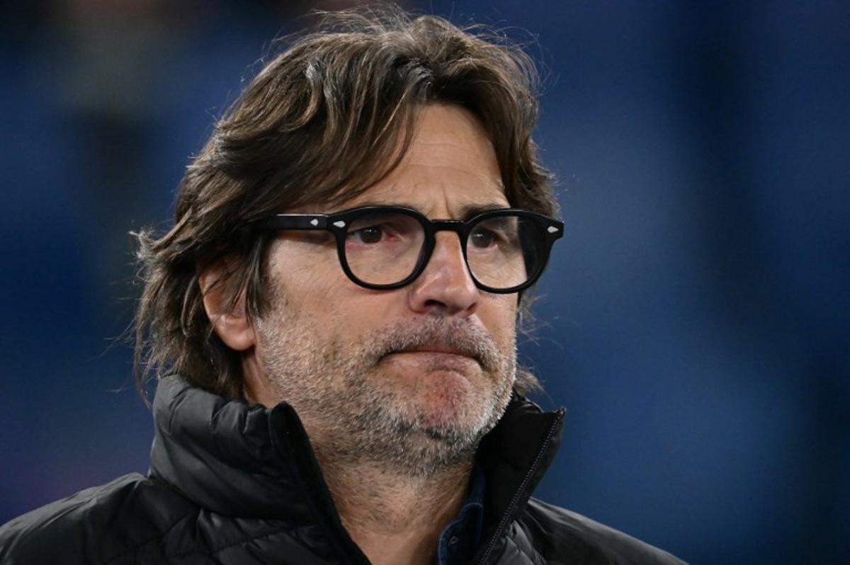 Torino's Italian head coach Paolo Vanoli looks on from the technical area during the Italian Serie A football match between Lazio and Torino at the Olympic Stadium in Rome on March 31, 2025. Filippo MONTEFORTE / AFP