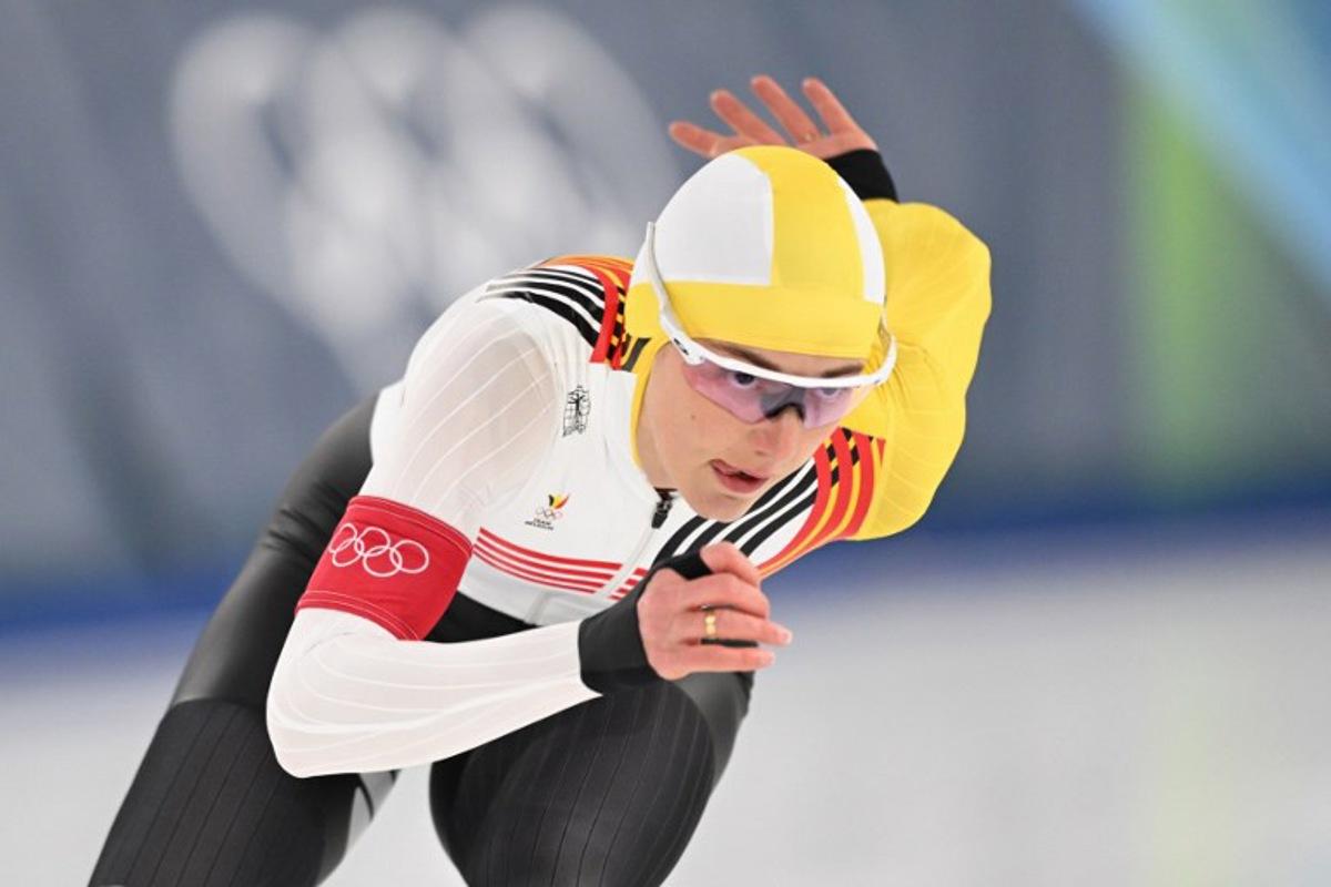 Belgium's Isabelle van Elst competes in the speed skating women's 1000m during the Milano Cortina 2026 Winter Olympic Games at Milano Speed Skating Stadium in Milan on February 9, 2026. Daniel MUNOZ / AFP