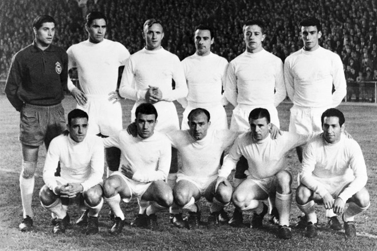 The Real Madrid team is pictured before a match in 1962, in Madrid. The standing players are (L to R): Vicente Train, Marcos Alonso Imaz called "Marquitos", José Emilio Santamaria, Pedro Casado Bucho, José Maria Vidal, Enrique Pérez Díaz called "Pachin" and squatting (L to R): Darcy Silveira dos Santos called "Canario", Luis Del Sol, Alfredo Di Stefano, Ferenc Puskas and Francisco Gento. AFP