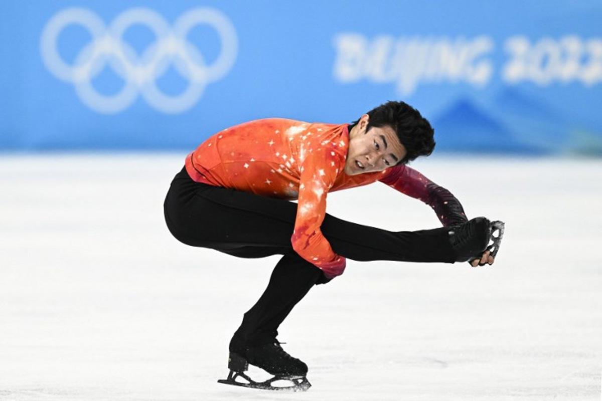 USA's Nathan Chen competes in the men's single skating free skating of the figure skating event during the Beijing 2022 Winter Olympic Games at the Capital Indoor Stadium in Beijing on February 10, 2022. WANG Zhao / AFP