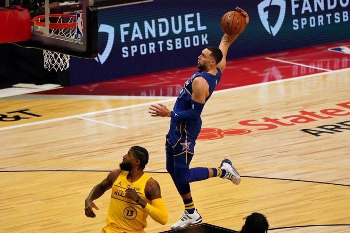 Zach LaVine of Team Durant drives to the basket during the 70th NBA All-Star Game at State Farm Arena in Atlanta, Georgia on March 7, 2021. TIMOTHY A. CLARY / AFP
