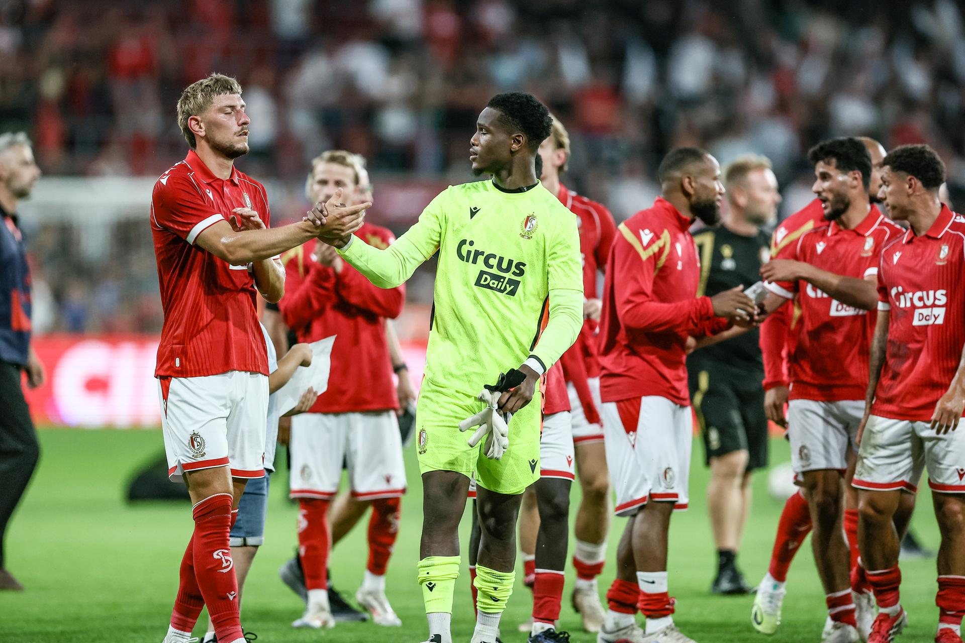 Standard's players pictured after a friendly soccer game between Belgian first division soccer team Standard de Liege and Italian Juventus, on Saturday 25 July 2026 in Liege, in preparation of the upcoming 2026-2027 Belgian first division soccer season. BELGA PHOTO BRUNO FAHY