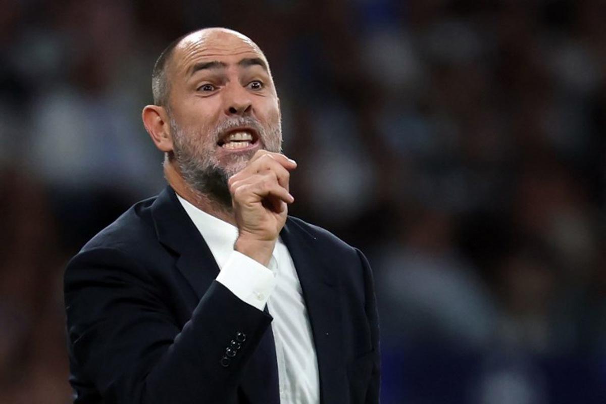 Juventus' Croatian coach Igor Tudor reacts during the UEFA Champions League league phase day 3 football match between Real Madrid CF and Juventus at Santiago Bernabeu Stadium in Madrid on October 22, 2025. Pierre-Philippe MARCOU / AFP