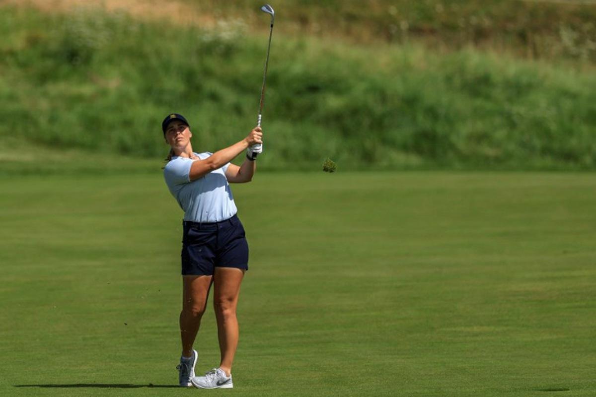 Sweden's Maja Stark competes during round 3 of the women's golf individual stroke play of the Paris 2024 Olympic Games at Le Golf National in Guyancourt, south-west of Paris on August 9, 2024. Emmanuel DUNAND / AFP