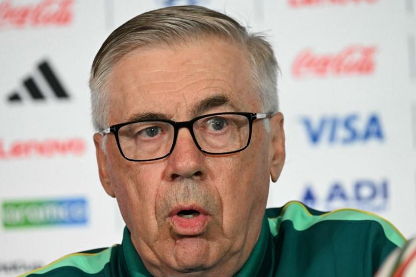 Brazil's Italian head coach Carlo Ancelotti speaks during a press conference on the eve of the 2026 World Cup Round of 32 football match between Brazil and Japan at Houston stadium in Houston on June 28, 2026. RONALDO SCHEMIDT / AFP