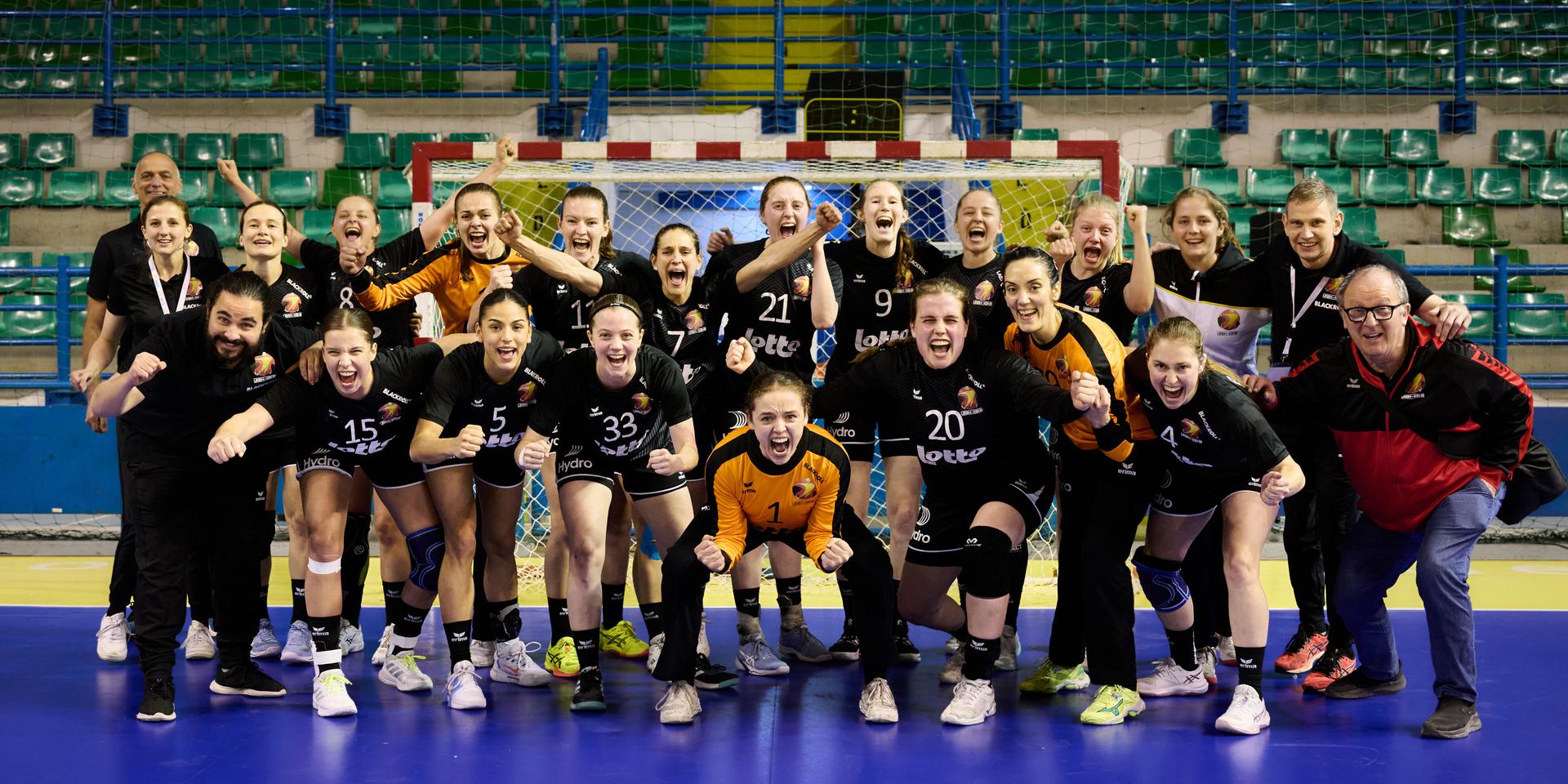 ATTENTION EDITORS - HAND OUT PICTURES - EDITORIAL USE WITH STORY ON HANDBALL ONLY - MANDATORY CREDIT ALAIN DECAMPS Hand out pictures released by Alain Decamps shows the Black Arrows during a handball game between Belgium and Luxembourg national team, on the first phase of the qualifiers for the European Champiosnhip Women 2026, Saturday 08 March 2025 in Nicosia, Cyprus. HAND OUT - ALAIN DECAMPS