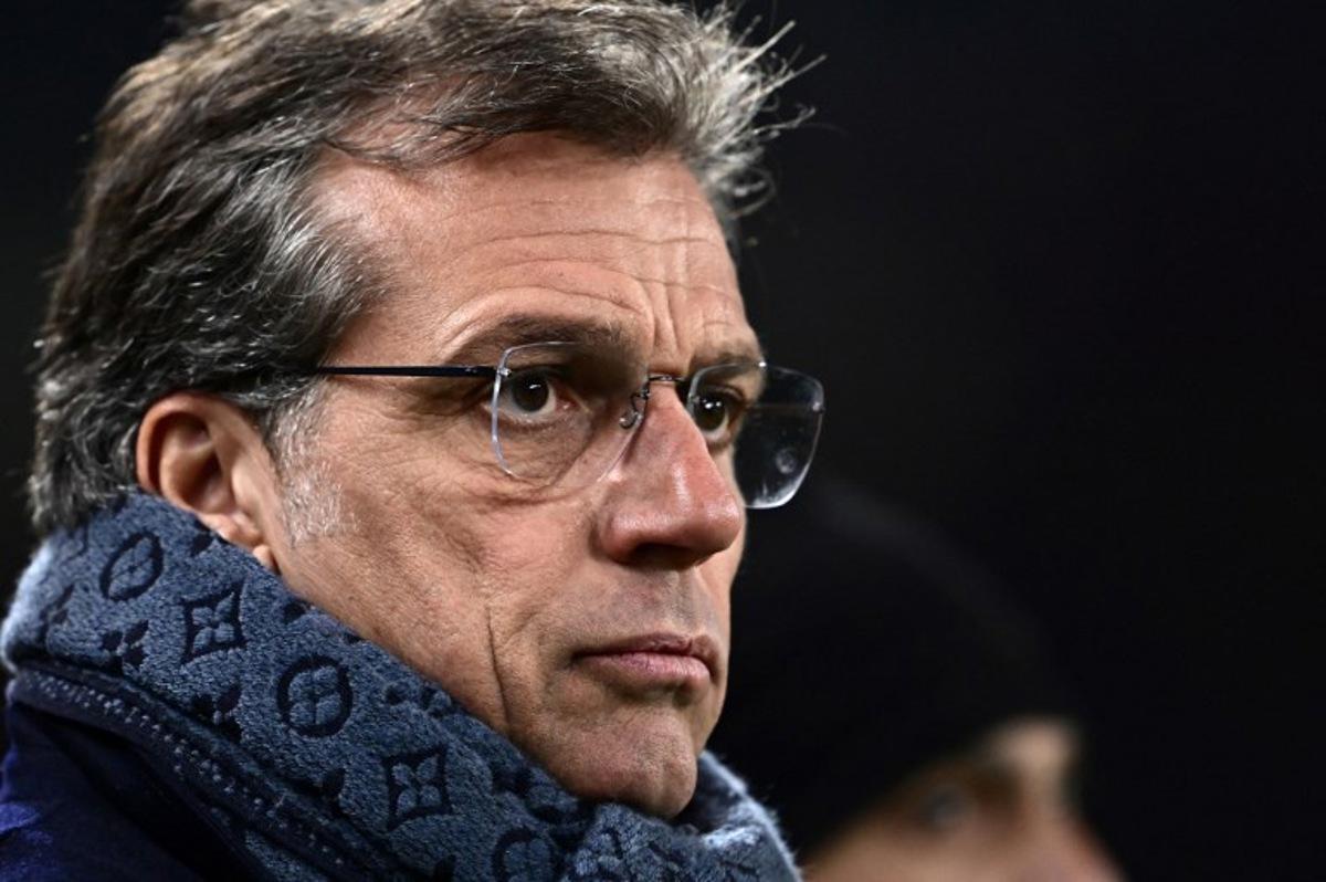 Juventus' football director Cristiano Giuntoli looks on ahead of the Italian Serie A football match between Torino and Juventus at the Olympic Grande Torino stadium in Turin on January 11, 2025. MARCO BERTORELLO / AFP