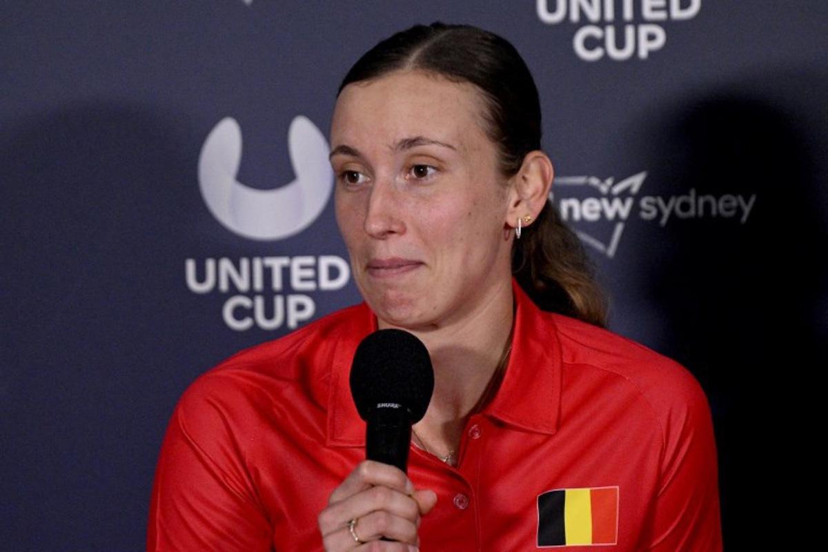 Belgium's Elise Mertens speaks during a press conference ahead of the United Cup tennis tournament in Sydney on January 2, 2026. Izhar KHAN / AFP