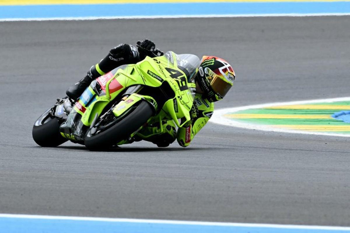 Pertamina Enduro VR46 Racing Team's Italian rider Fabio Di Giannantonio races during the MotoGP qualifying session of the Grand Prix of Brazil, at the Ayrton Senna International racetrack in Goiania, state of Goias, Brazil, on March 21, 2026. EVARISTO SA / AFP
