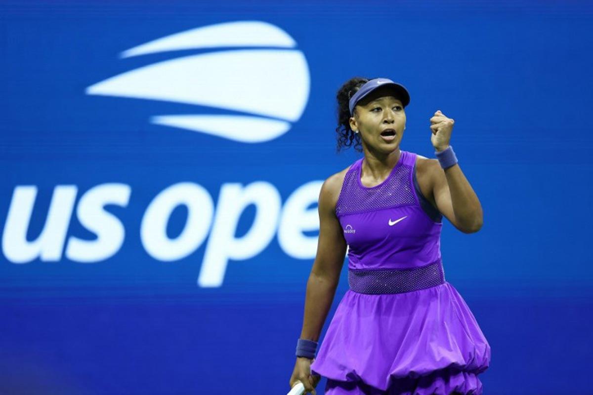 Japan's Naomi Osaka celebrates a point against Czech Republic's Karolina Muchova during their women's singles quarterfinal tennis match on day eleven of the US Open tennis tournament at the USTA Billie Jean King National Tennis Center in New York City on September 3, 2025. CHARLY TRIBALLEAU / AFP