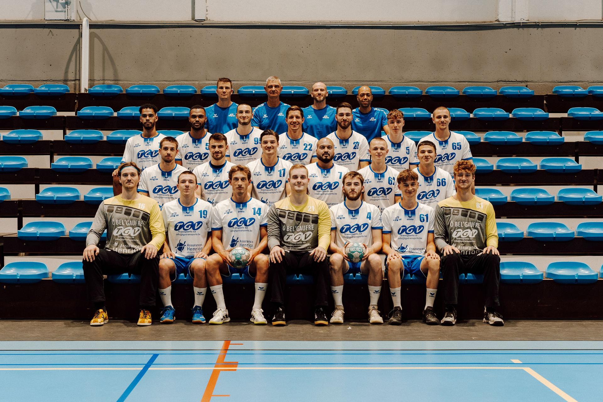 ATTENTION EDITORS - HANDOUT PICTURES - EDITORIAL USE WITH STORY ON HANDBALL ONLY - MANDATORY CREDIT 'HC VISE BM - QUENTIN MOONEN' Undated handout picture released on Friday 22 September 2023 by handball team HC Vise BM shows their players posing for a team picture. *** Belga and Belga Editorial Board decline all responsibility regarding the content of this picture. *** BELGA PHOTO HAND OUT HC VISE BM - QUENTIN MOONEN