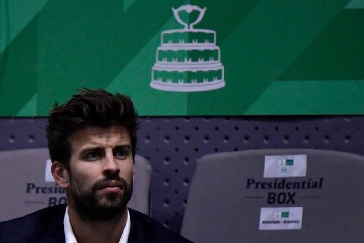 Barcelona's Spanish defender and Kosmos president Gerard Pique attends the final singles tennis match between Canada and Spain at the Davis Cup Madrid Finals 2019 in Madrid on November 24, 2019. JAVIER SORIANO / AFP