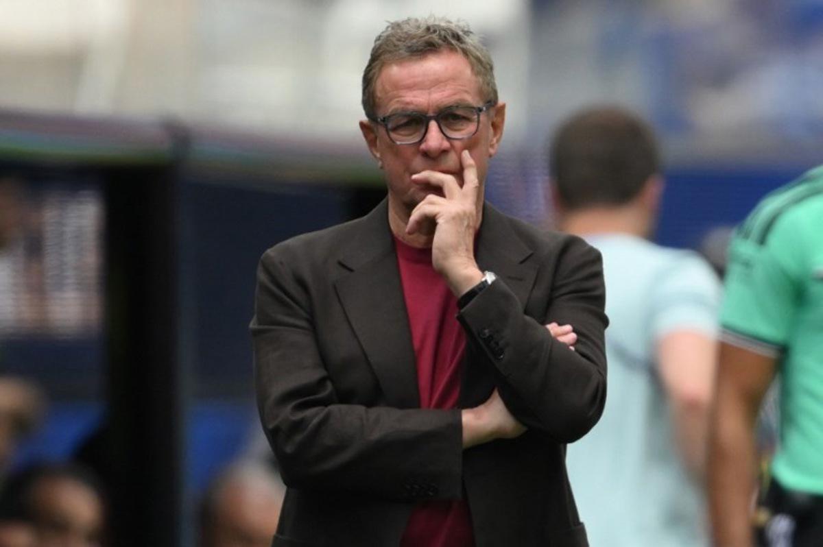 Austria's German head coach Ralf Rangnick gestures on the touchline during the 2026 World Cup round of 32 football match between Spain and Austria at the Los Angeles Stadium in Inglewood on July 2, 2026. Patrick T. Fallon / AFP