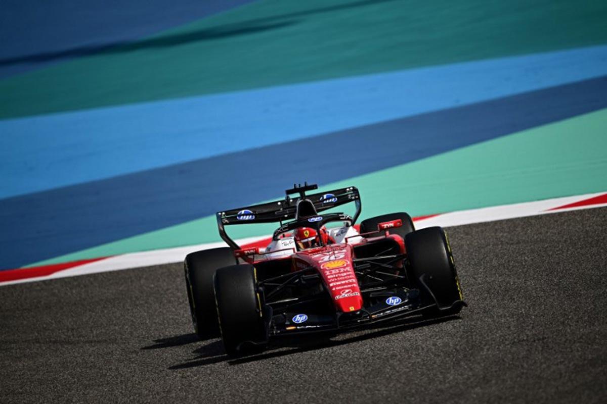 Ferrari's Monegasque driver Charles Leclerc drives on the second day of the Formula One pre-season testing at the Bahrain International Circuit in Sakhir on February 12, 2026. Giuseppe CACACE / AFP