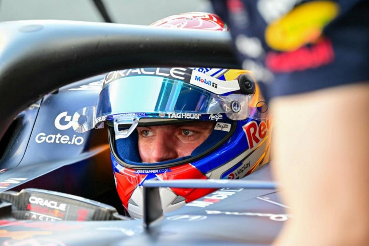 Red Bull Racing's Dutch driver Max Verstappen sits in his car during the first practice session of the 2025 Saudi Arabia Formula One Grand Prix at the Jeddah Corniche Circuit on April 18, 2025. Giuseppe CACACE / AFP