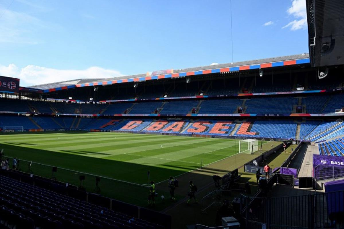 A view of the St Jakob-Park Stadium prior to the start of the UEFA Women's Euro 2025 Group A football match between Switzerland and Norway at the St Jakob-Park Stadium in Basel on July 2, 2025. Miguel MEDINA / AFP