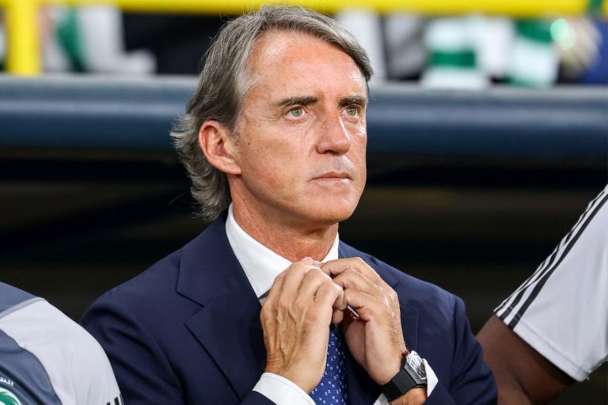 Saudi Arabia's Italian coach Roberto Mancini looks on before the 2026 FIFA World Cup AFC qualifiers football match between Saudi Arabia and Jordan at al-Awwal Stadium in Riyadh on June 11, 2024. Fayez NURELDINE / AFP
