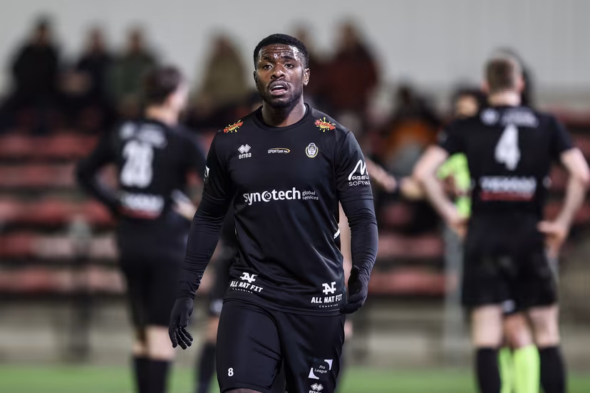 Olympic's Toshio Akio Lake reacts during a soccer game between Royal Olympic Charleroi and RFC Seraing, Wednesday 11 March 2026 in Charleroi, on day 29 of the 2025-2026 'Challenger Pro League' 1B second division of the Belgian championship. BELGA PHOTO BRUNO FAHY