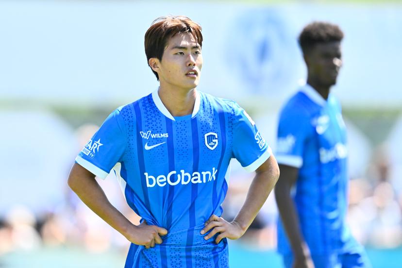 Jong Genk's Kim Myeongjun pictured during a friendly soccer game between Racing Genk vs Eendracht Termien, on Saturday 04 July 2026 in Leuven, in preparation of the upcoming 2026-2027 Belgian first division soccer season. BELGA PHOTO JOHAN EYCKENS
