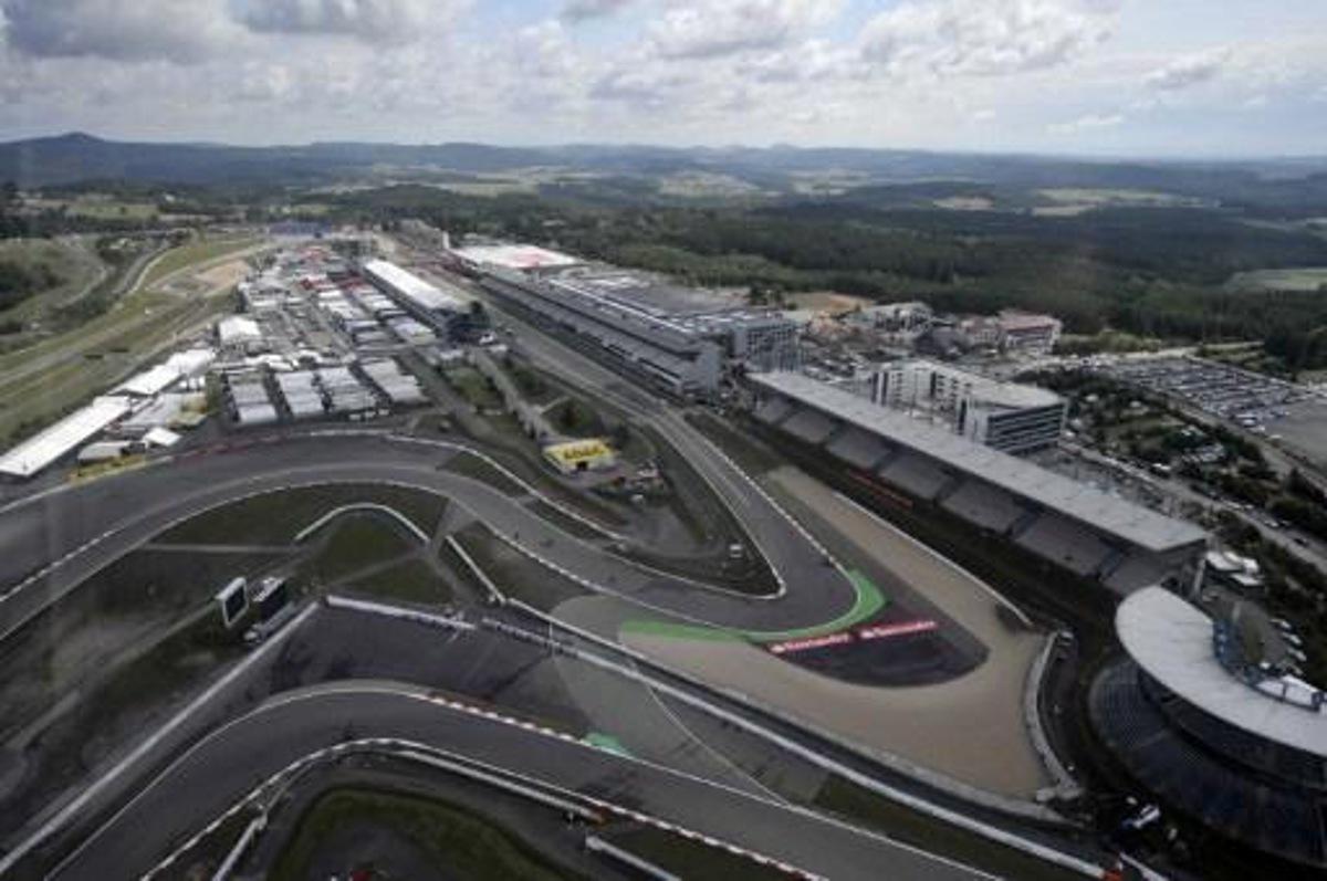 Aerial view of the new Nurburgring racetrack taken on July 9, 2009 in Nurburg, three days ahead of the German Formula One Grand Prix. AFP PHOTO / SASCHA SCHUERMANN