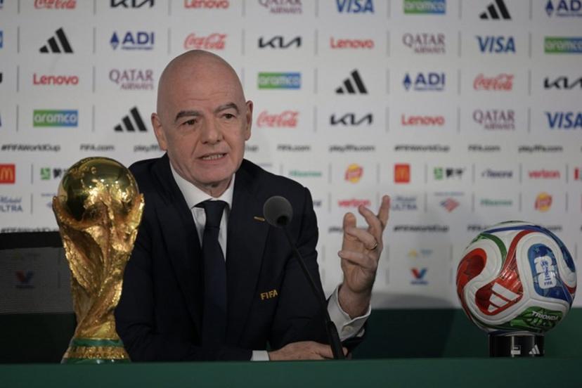 FIFA President Gianni Infantino gives a press conference on the eve of the opening match of the 2026 World Cup football tournament at Mexico city stadium in Mexico City on June 10, 2026. Alfredo ESTRELLA / AFP