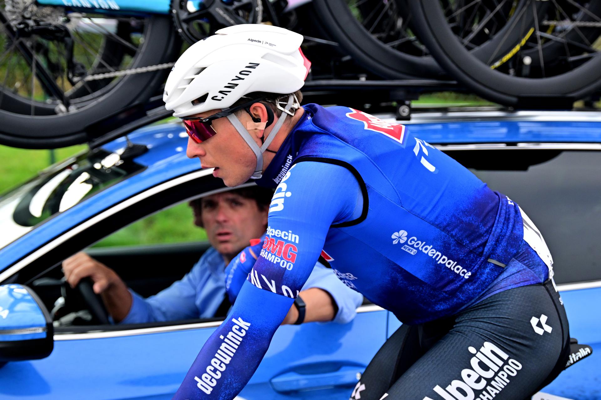 Belgium's Jasper Philipsen of Alpecin-Premier Tech pictured in action during the 78th edition of the men elite race of the Kuurne-Brussels-Kuurne one day cycling race, 195 km from Kuurne to Kuurne via Brussels, Sunday 01 March 2026. BELGA PHOTO DIRK WAEM