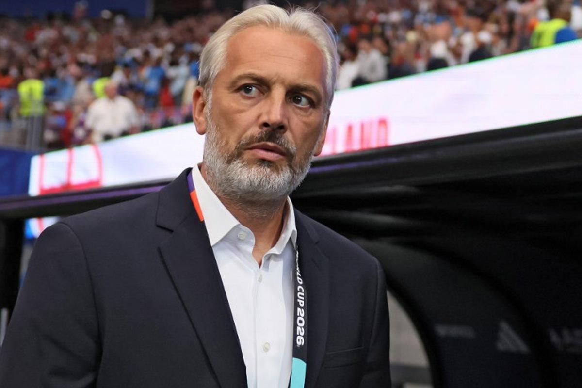 Congo DR's French head coach Sebastien Desabre looks on ahead of the 2026 World Cup round of 32 match football between England and the Democratic Republic of Congo at the Atlanta Stadium in Atlanta on July 1, 2026. Odd ANDERSEN / AFP