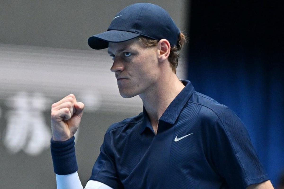 Italy's Jannik Sinner reacts on a point against USA's Learner Tien during their men's singles final match at the China Open tennis tournament in Beijing on October 1, 2025. Pedro Pardo / AFP