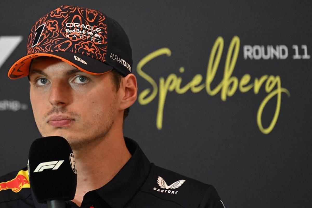 Red Bull's Dutch driver Max Verstappen addresses a press conference at the Red Bull Ring race track in Spielberg, Austria, on June 26, 2025, ahead of the Formula One Austrian Grand Prix. Andrej ISAKOVIC / AFP