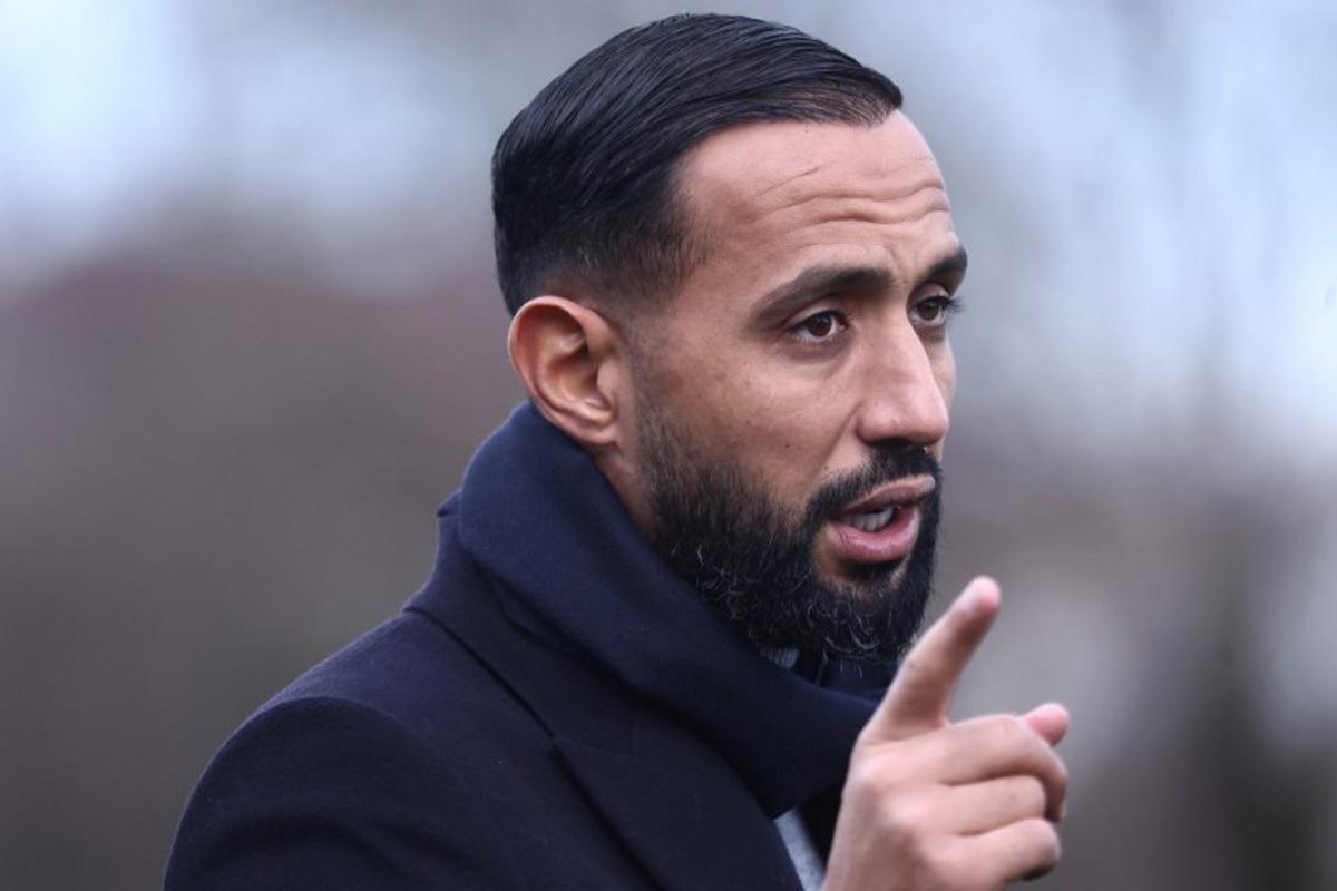 Marseille's French-Moroccan football manager Medhi Benatia is pictured prior to the French Cup round of 64 football match between Bourg-en-Bresse (FBBP) and Olympique de Marseille (OM) at the Marcel-Verchere Stadium in Bourg-en-Bresse, eastern France, on December 21, 2025. Alex MARTIN / AFP