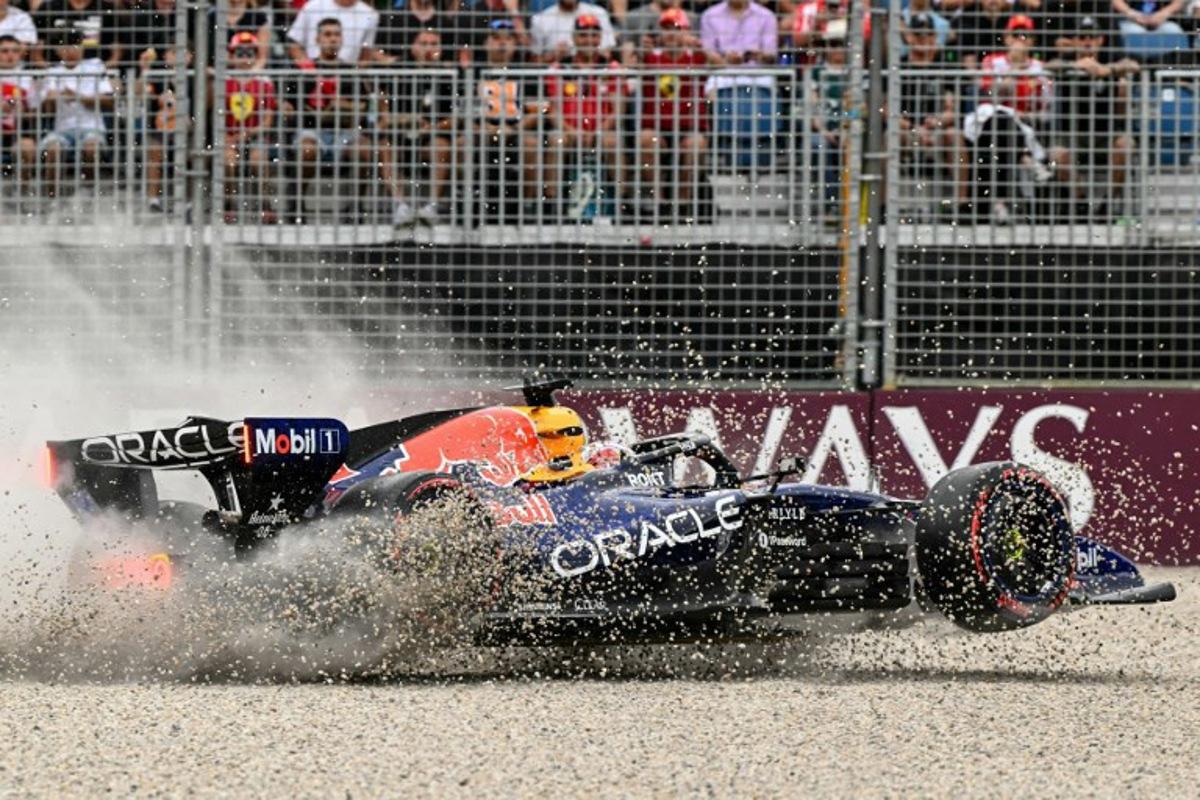 Red Bull Racing's Dutch driver Max Verstappen crashes during the qualifying session of the Formula One Australian Grand Prix at the Albert Park Circuit in Melbourne on March 7, 2026. Paul Crock / AFP