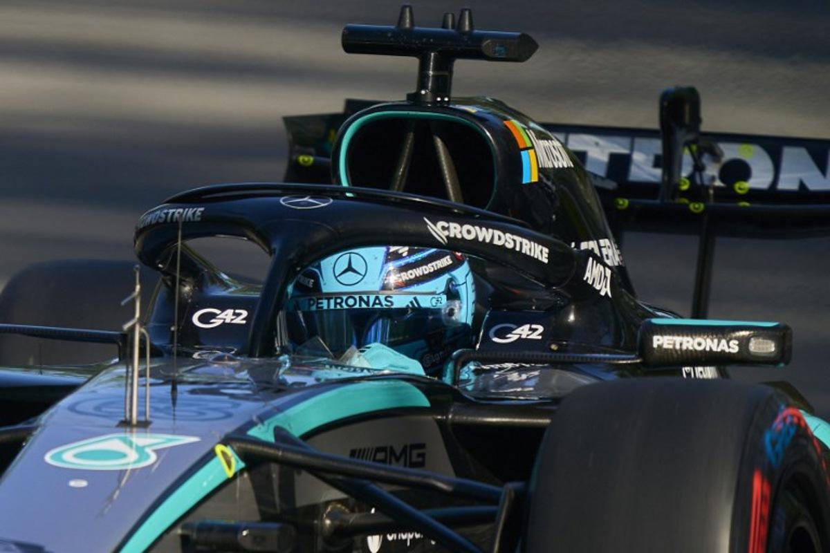 Mercedes AMG Petronas's British driver George Russell races during the qualifying session for the Sprint race ahead of the 2026 Formula 1 Grand Prix du Canada at Circuit Gilles-Villeneuve in Montreal, Canada, on May 22, 2026. Geoff Robins / AFP