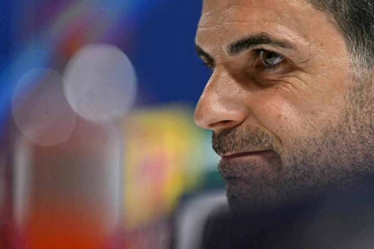 Arsenal's Spanish manager Mikel Arteta attends a press conference at the Emirates Stadium in London on May 4, 2026, on the eve of their UEFA Champions League league semifinal, second-leg football match against Atletico Madrid. Glyn KIRK / AFP