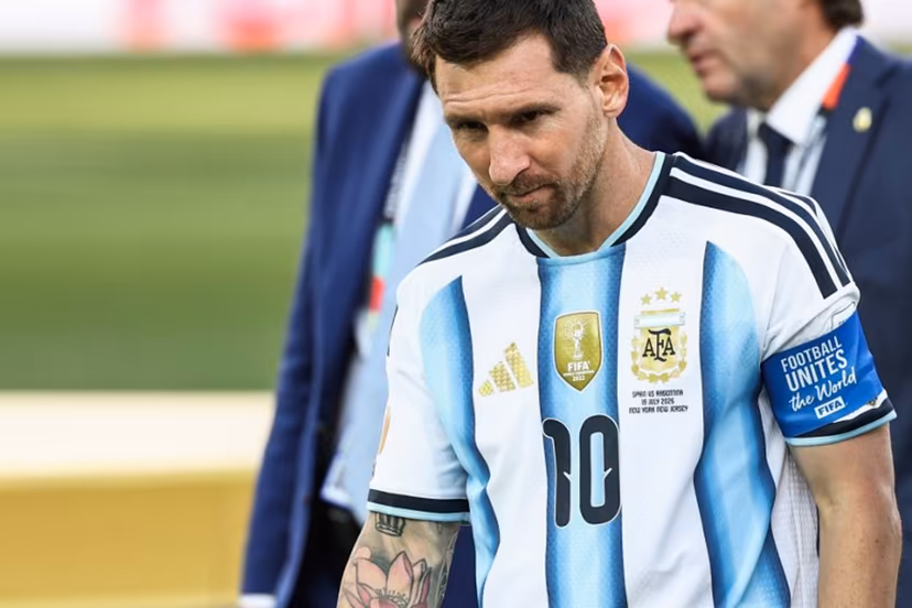Argentina's forward #10 Lionel Messi looks on ahead of the award ceremony of the 2026 World Cup football tournament final match between Spain and Argentina at the New York/New Jersey Stadium in East Rutherford on July 19, 2026. FRANCK FIFE / AFP