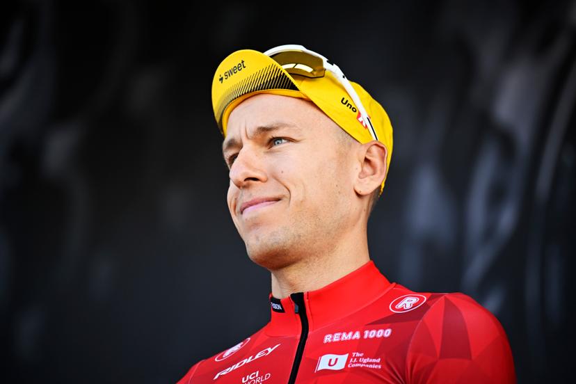 Norwegian Tobias Halland Johannessen of Uno-X Mobility pictured at the start of the men's race of the 90th edition of the 'La Fleche Wallonne', one day cycling race (Waalse Pijl - Walloon Arrow), 200 km from Herstal to Huy, Wednesday 22 April 2026. BELGA PHOTO JASPER JACOBS