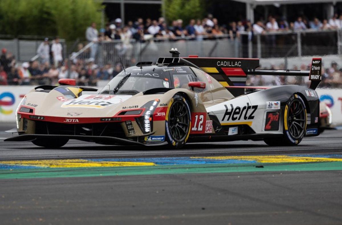 Cadillac Hertz Team Jota's British driver #12 Will Stevens steers his hypercar during the 2025 Le Mans 24 hour endurance race, at the Le Mans circuit, in north-western France on June 14, 2025. Fred TANNEAU / AFP