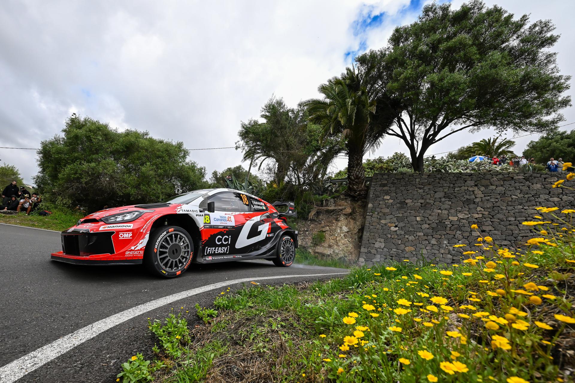 ATTENTION EDITORS - HAND OUT PICTURES - EDITORIAL USE ONLY - MANDATORY CREDIT 'TOYOTA GAZOO RACING' This handout picture, distributed by Eric Dupain, shows Takamoto Katsuta and Aaron Johnston in Las Palmas, Spain at the Shakedown Thursday 23 April 2026. PHOTO HANDOUT HANDOUT TOYOTA GAZOO RACING *** Belga and Belga Editorial Board decline all responsibility regarding the content of this picture. ***