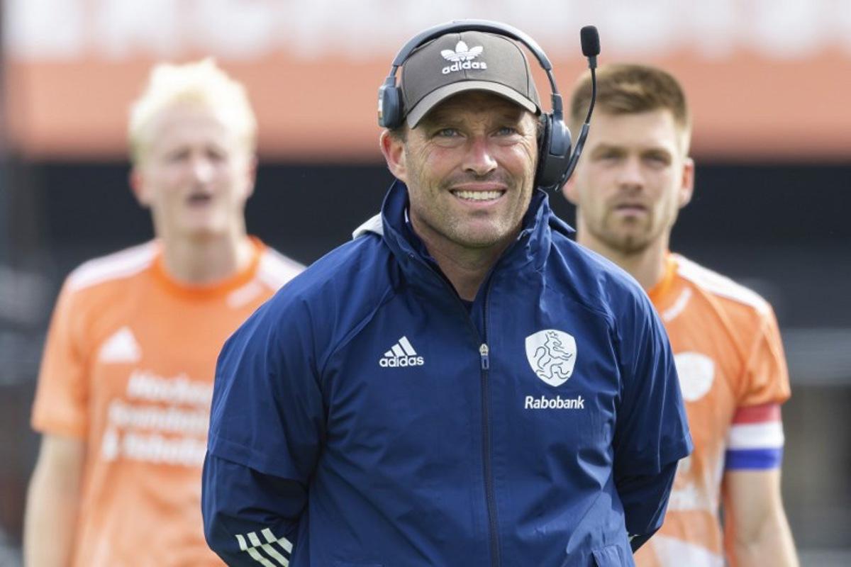 Netherlands' coach Jeroen Delmee looks on during the hockey match between Netherlands and India in the group stage of the FIH Pro League in Rotterdam, on June 19, 2022. Willem Vernes / ANP / AFP