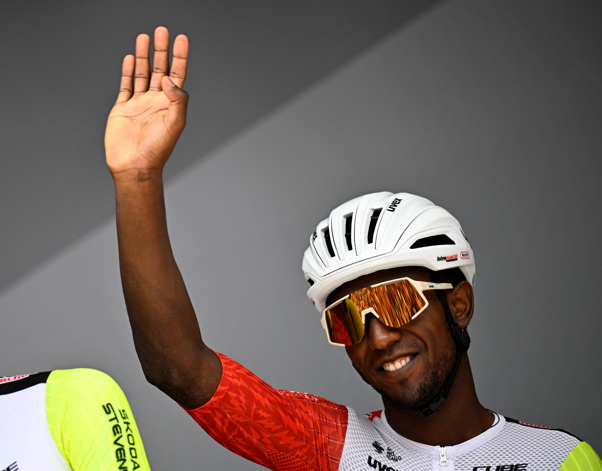 Eritrean Biniam Girmay Hailu of Intermarche-Wanty pictured at the start of stage 15 of the 2025 Tour de France cycling race, from Muret to Carcasonne (169 km), on Sunday 20 July 2025 in France. The 112th edition of the Tour de France starts on Saturday 5 July in Lille, France, and will finish in Paris, France on the 27th of July. BELGA PHOTO JASPER JACOBS