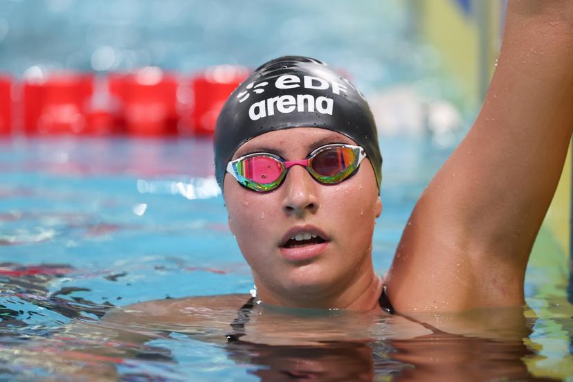 Belgian Sarah Dumont pictured in action during the warming-up for the third day of the European Aquatics Championships in Paris, France on Wednesday 12 August 2026. BELGA PHOTO VIRGINIE LEFOUR