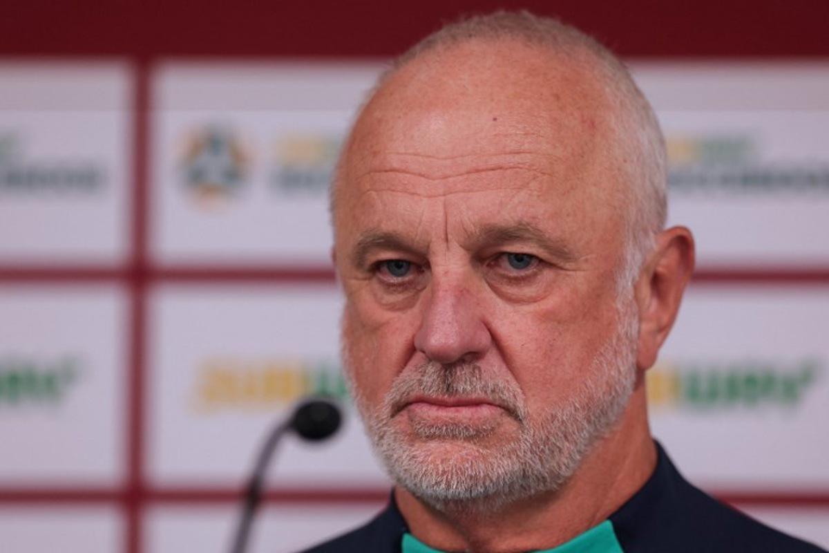 Australia's head coach Graham Arnold attends a press conference at the CommBank Stadium in Sydney on March 20, 2024, ahead of the 2026 World Cup football qualifying match between Australia and Lebanon to be played on March 21. Saeed KHAN / AFP