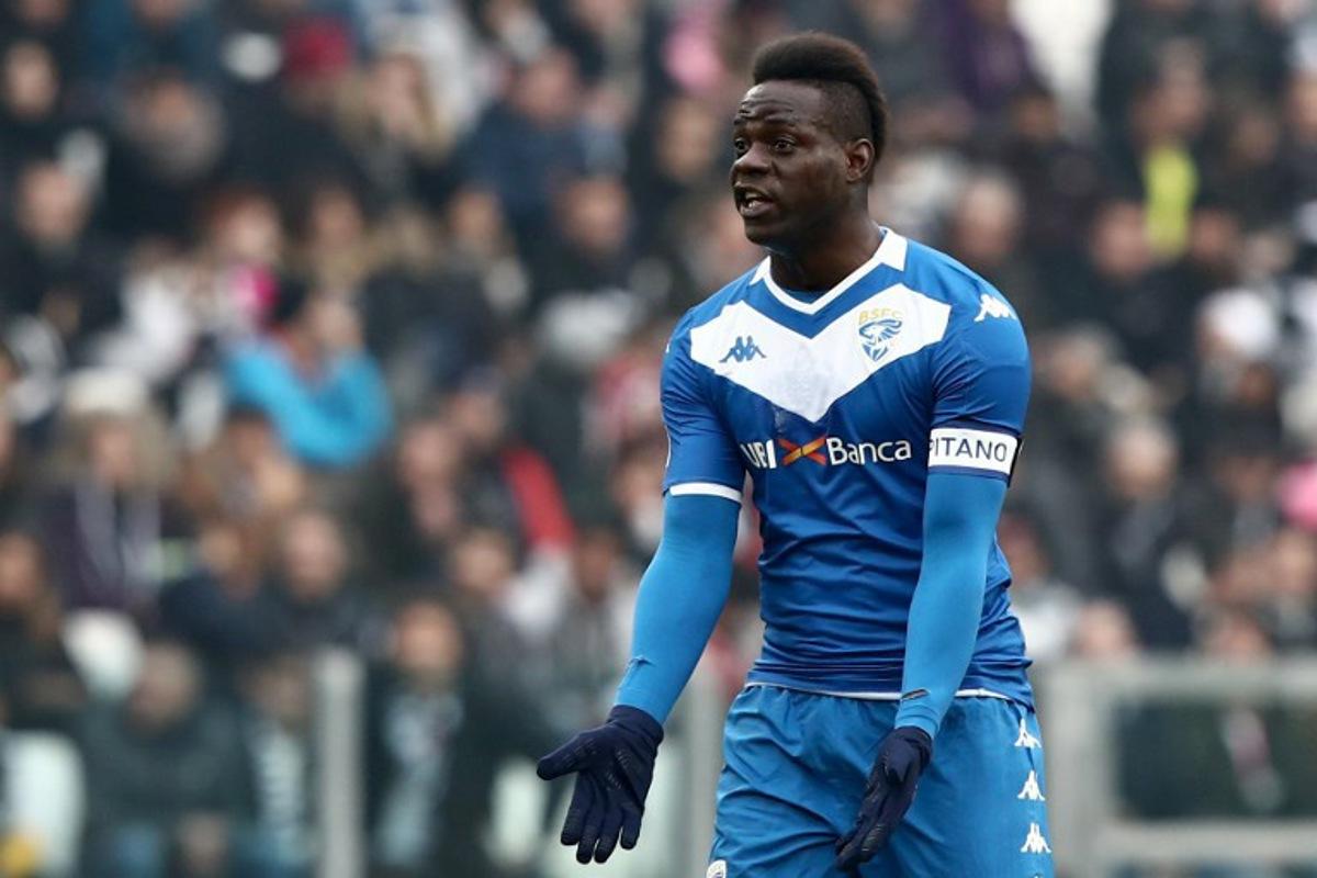 Brescia's Italian forward Mario Balotelli reacts during the Italian Serie A football match Juventus vs Brescia on February 16, 2020 at the Juventus stadium in Turin. Isabella BONOTTO / AFP