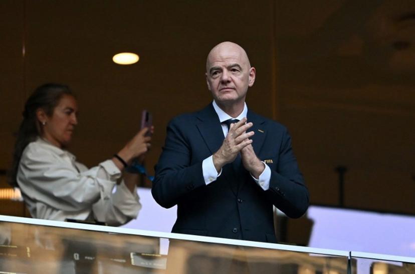 FIFA President Gianni Infantino attends the 2026 World Cup round of 32 football match between the Netherlands and Morocco at the Monterrey Stadium in Guadalupe on June 29, 2026. CARL DE SOUZA / AFP